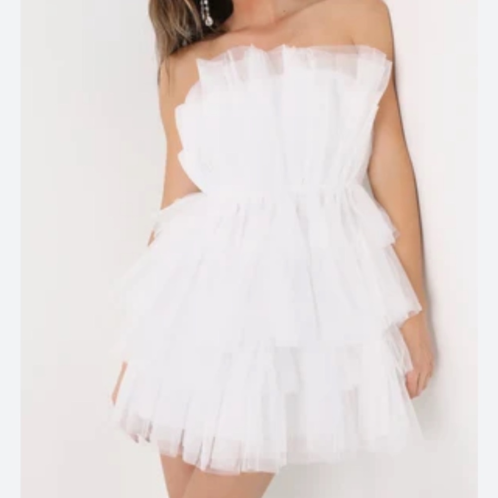 Altr’d State White Strapless Tulle Dress